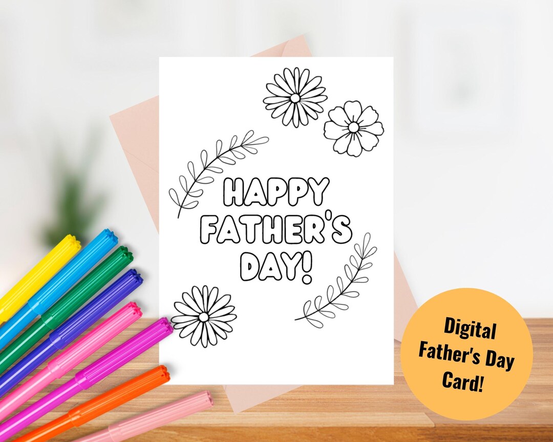 PRINTABLE Father's Day Coloring Card | Father's Day Card | Color Your ...