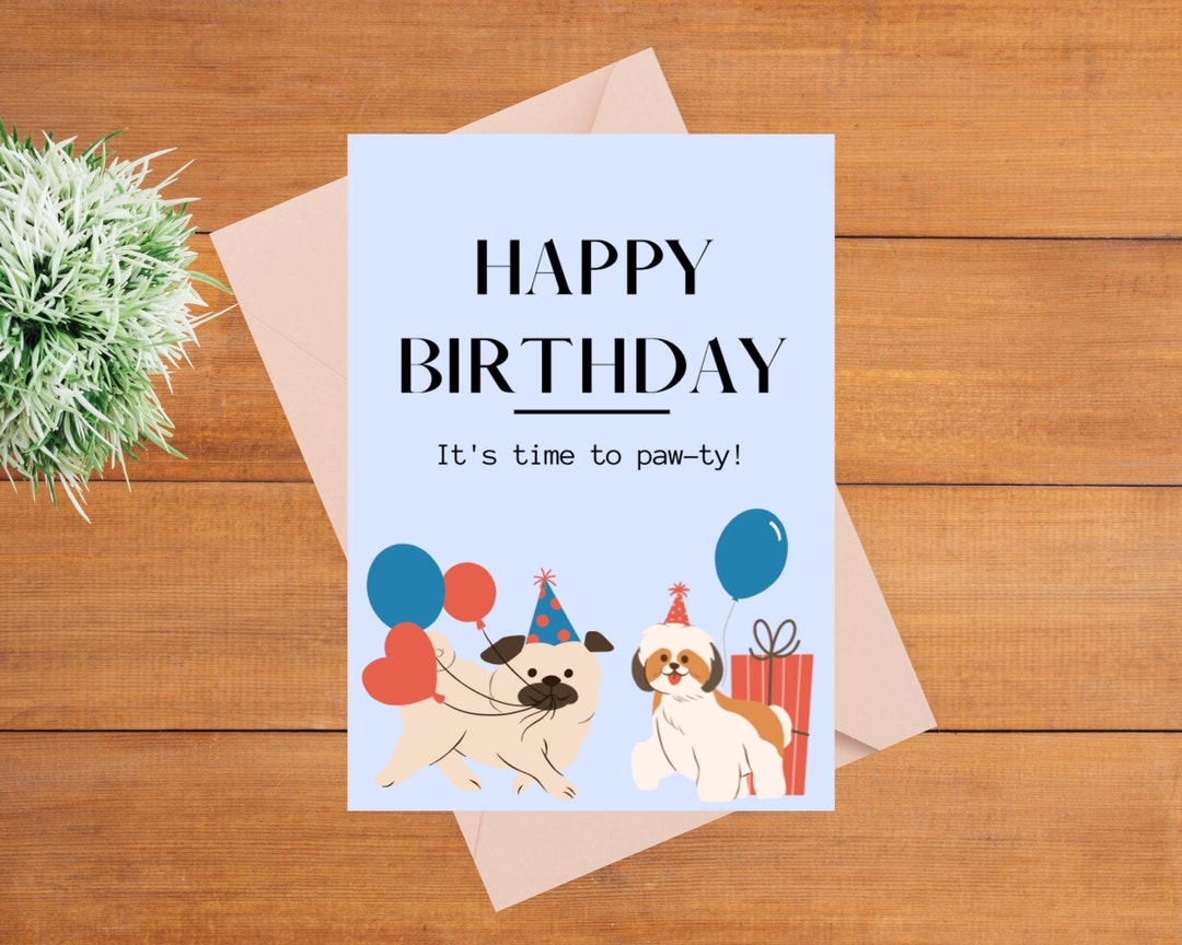 Funny Dog Birthday Card | Paw-ty Pups (PDF Printable) - Etsy