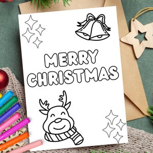 AFDRUKBARE kerstkaart voor de feestdagen | Kerstkaart | Kleur je eigen kaart | DIY-afdruk en kleur | PDF-kleurkaart | Kaart met kerstthema
