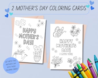 PRINTABLE Mother’s Day Coloring Cards for Kids | Mother’s Day Cards | Color Your Own Mother’s Day Cards | DIY Print & Color