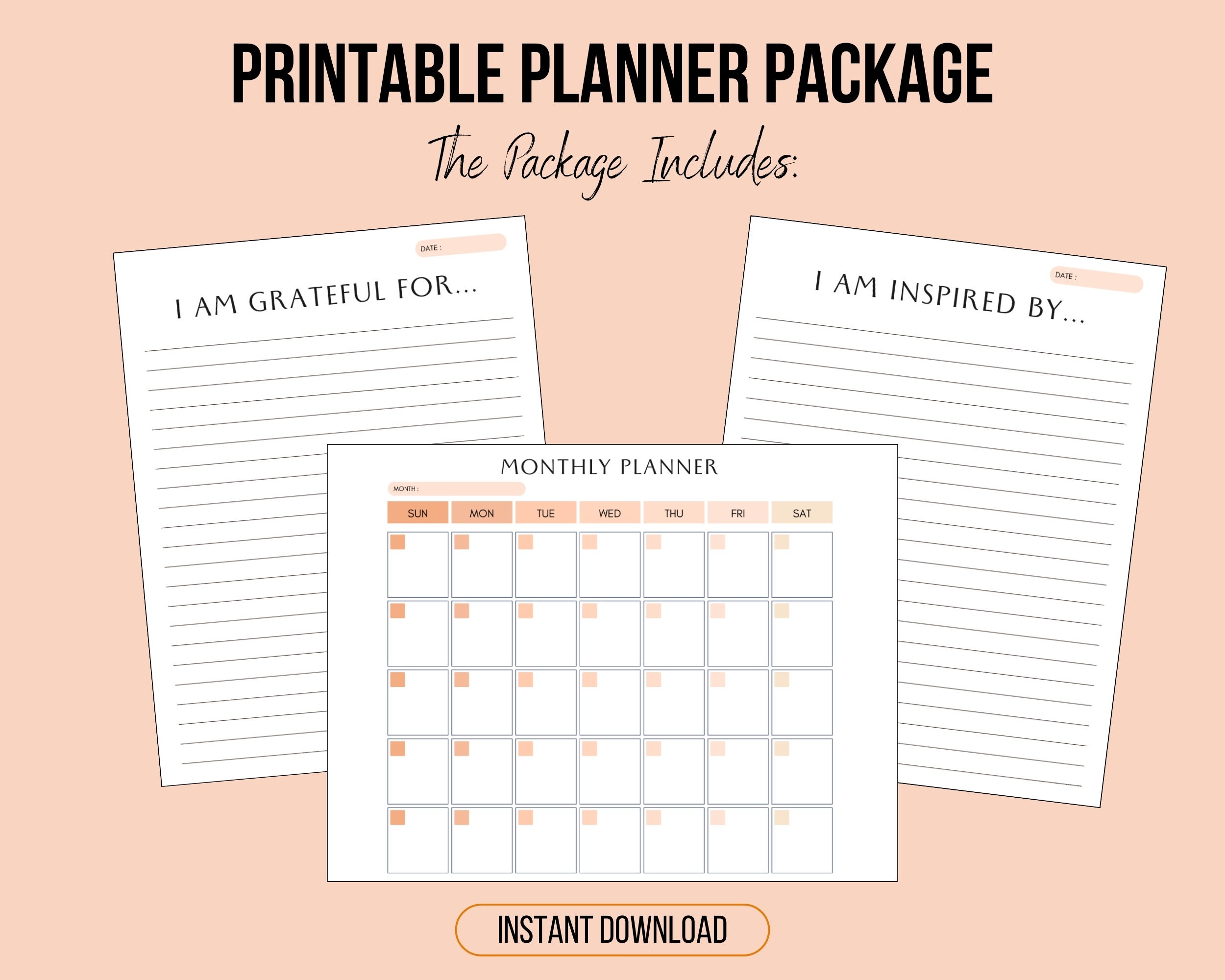 A4 Letter Size Printable Planner Digital Monthly, Weekly, Daily Planner ...