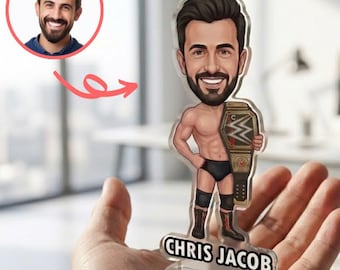 Custom Wrestler Caricature Portrait – Personalized Acrylic Standee, Keychain, Magnet, Car Charm