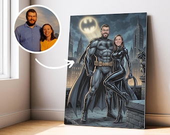 Custom Superhero Portrait on Canvas, Personalized Comic Book Style Art from Photo, Unique Gift for Him/Her, (Digital Download or Canvas)