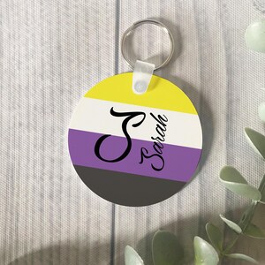 Non-Binary Pride Personalised Acrylic Keyring - Non-Binary Pride Flag Personalised Gift - Personalised Novelty Key Chain