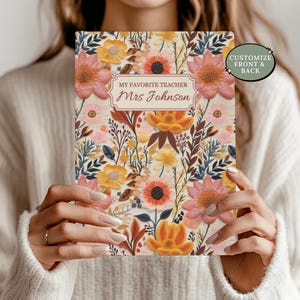 Teacher Gifts, Personalized Wildflower Hardcover Journal, Teacher Appreciation Gift, Teacher Retirement gift, Thank You Gift for Teacher