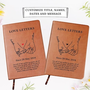Personalized Matching Couples Journal, Anniversary Gifts For Husband Wife Boyfriend Girlfriend, Valentine Gifts, Wedding Engagement Gifts
