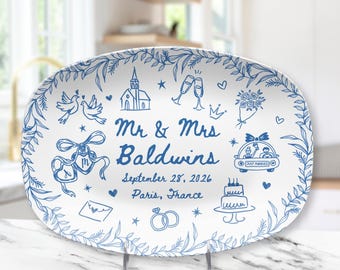 Personalized Wedding Platter, Custom Newlywed Plate with Names & Date, Engagement or Anniversary Gift, Bridal Shower Gift, Wedding Decor