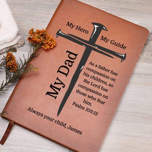Personalized Prayer Journal For Dad, Custom Bible Verse Leather Journal, Father’s Day Gift, Birthday Christian Gift for Father Papa Grandp