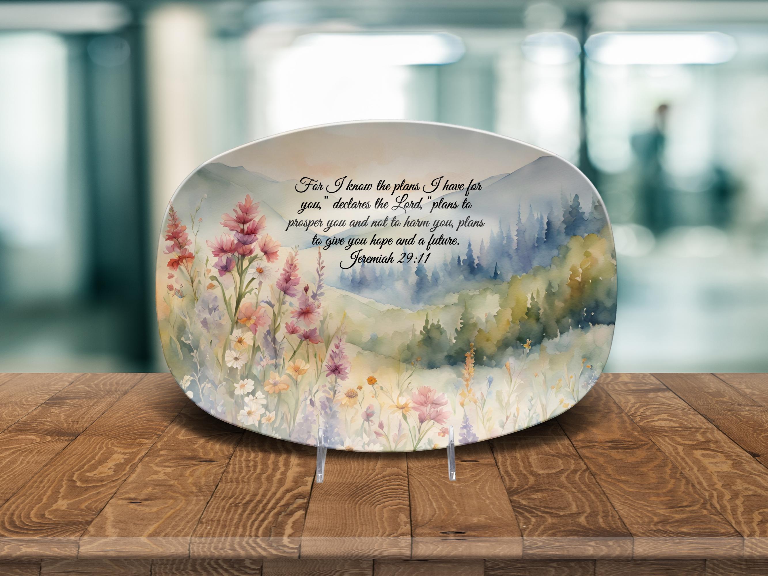 Personalized Platter With Bible Verse Christian Gift Wildflower Art ...