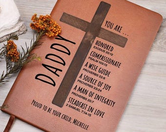 Personalisierte Leder Journal für Papa, kundenspezifische Bibel Vers Gebetstagebuch, Vatertagsgeschenk, Geburtstag christliches Geschenk für Vater Papa Grand