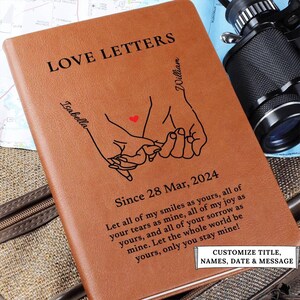 Personalized Couples Leather Journal, Anniversary Gifts For Husband Wife Boyfriend Girlfriend, Valentine Gifts, Wedding Engagement Gifts