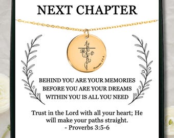 Personalized Next Chapter Necklace, Graduation Gift, New School, New Job, Retirement, Farewell Gift, Custom Christian Jewelry, Bible Verse