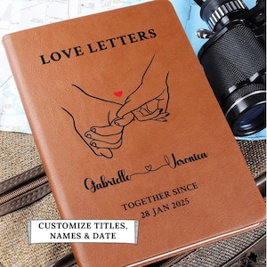 Personalized Wedding Couples Gift, Custom Leather Journal, Anniversary Gift For Him, For Her, Gift For Boyfriend Girlfriend, Valentine Gifts