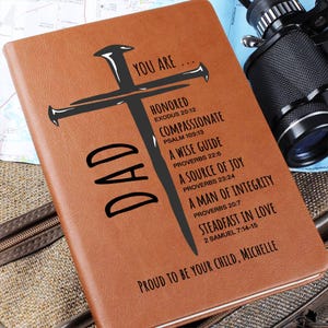 Personalized Prayer Journal For Dad, Custom Bible Verse Leather Journal, Father’s Day Gift, Birthday Christian Gift for Father Papa Grandpa