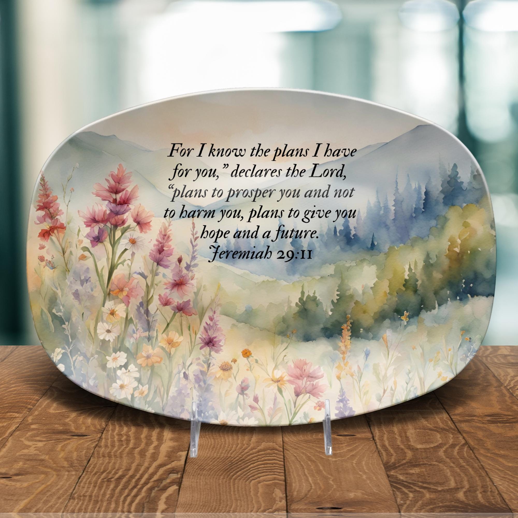 Personalized Platter With Bible Verse Christian Gift Wildflower Art ...