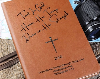 Personalisiertes Lederbuch für Papa mit Kreuz, benutzerdefinierter Bibelvers, Gebetstagebuch, christliches Geschenk für Vater, Ehemann, Vatertagsgeschenk
