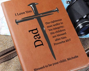Personalisiertes Dad Gebetstagebuch, benutzerdefinierte Bibel Vers Leder Journal, Vatertagsgeschenk, Geburtstag christliches Geschenk für Vater, Papa, Opa