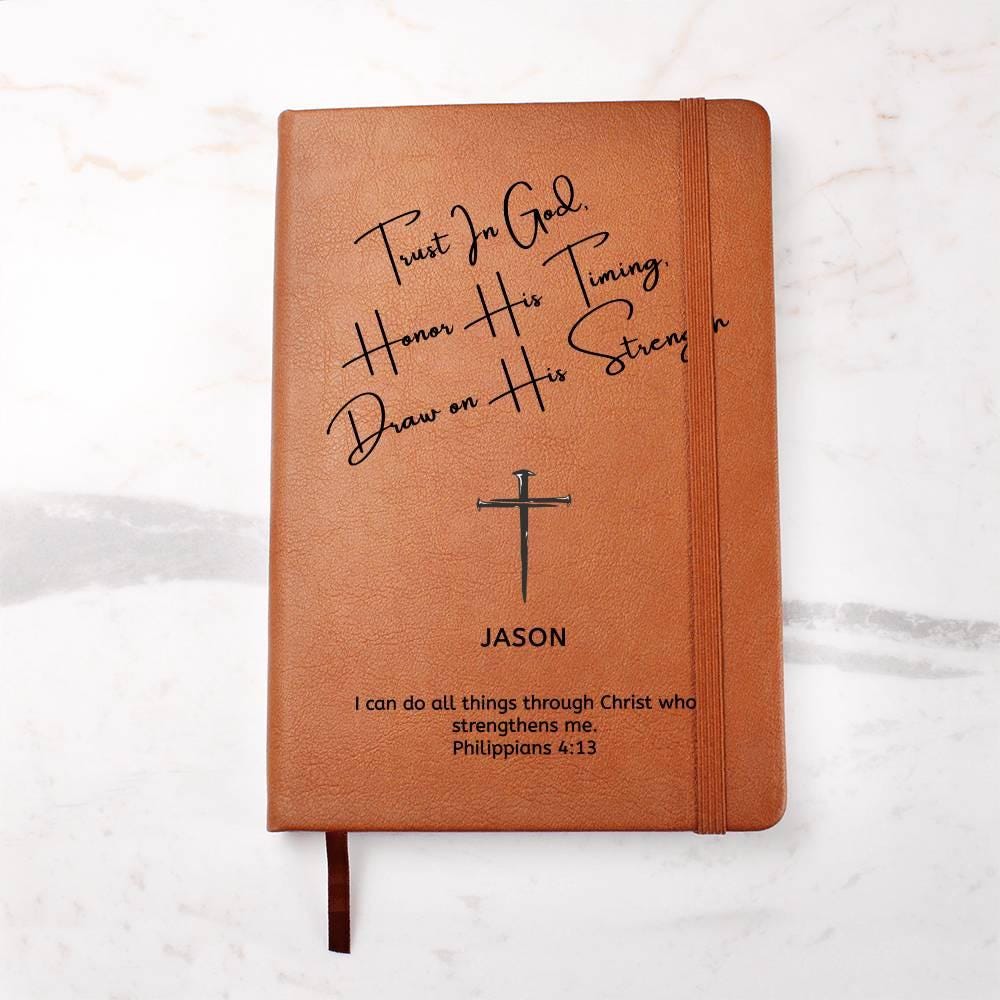 Personalized Leather Journal with Cross, Custom Name and Bible Verse Prayer Journal Christian Gift For Men, Son Grandson Boyfriend Husband