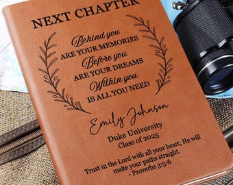 Personalized Next Chapter Journal, College Graduation Gift For Her & For Him, High School Grad Gift Masters Degree Gift, Custom Bible Verse
