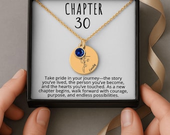 Cadeau collier 30e anniversaire, 18e, 21e, 30e anniversaire, cadeau pour elle, bijoux marquants, collier nom personnalisé avec pierre de naissance, cadeau chrétien