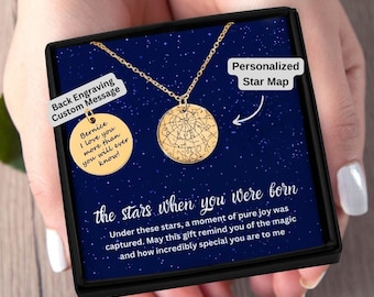 To My Daughter Necklace, Star Map By Date Necklace, Daughter Gift Necklace from Dad or Mom, Personalized Birthday Gift With Message Card