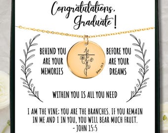 Personalized Graduation Necklace, College Graduation Gift For Daughter, High School Grad Gift Masters Degree Gift, Custom Christian Jewelry