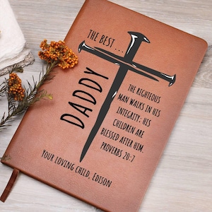 Personalized Dad Prayer Journal, Custom Bible Verse Leather Journal, Father’s Day Gift, Birthday Christian Gift for Dad, Papa, Grandpa