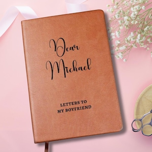 Cartas para meu namorado Diário personalizado, Diário de couro com nome personalizado, Presentes de aniversário, Presente de dia dos namorados para marido e mulher, Presentes para ele