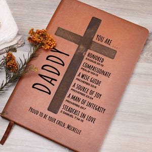 Personalized Leather Journal For Dad, Custom Bible Verse Prayer Journal, Father’s Day Gift, Birthday Christian Gift for Father Papa Grand