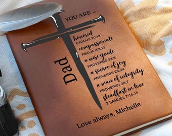 Personalisiertes Gebetstagebuch für Papa, benutzerdefinierte Bibel Vers Leder Journal, Vatertagsgeschenk, Geburtstag christliches Geschenk für Vater Papa Opa