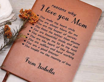 Reasons Why I Love You Mom Journal, Personalized gift for Mom, Mother's Day gift, Custom Journal For Mom, Memory keepsake, Mom Birthday Gift