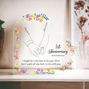 Cadeau d&#39;anniversaire personnalisé, Plaque acrylique mariée main dans la main, Cadeau de mariage pour couple, Cadeau plaque fiançailles pour couple, Cadeau de mariage