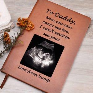 Custom Ultrasound Leather Jounal, Personalized Ultrasound Journal, Bump Notebook, Dad Birthday Gift from Bump, Dad to Be Gift for Husband