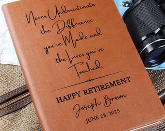 Happy Retirement Journal, Personalized Retirement Gift for Men & Women, Retirement Gift of Coworker, Nurse, Teacher, Police, Boss, Corporate