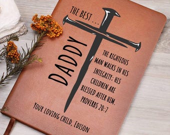Personalisiertes Dad Gebetstagebuch, benutzerdefinierte Bibel Vers Leder Journal, Vatertagsgeschenk, Geburtstag christliches Geschenk für Papa, Papa, Opa