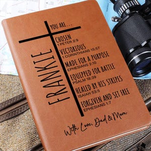 Personalized Christian Journal for Men Teens Boys, Bible Verse Leather Notebook, Baptism Gifts, Pastor Gifts, Retirement Birthday Gifts