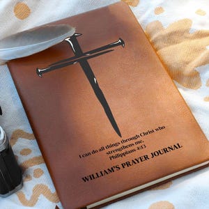 Personalized Prayer Journal, Custom Leather Notebook, Christian Gifts for Men, Son, Grandson, Boyfriend, Husband, Father Gift, Custom Name