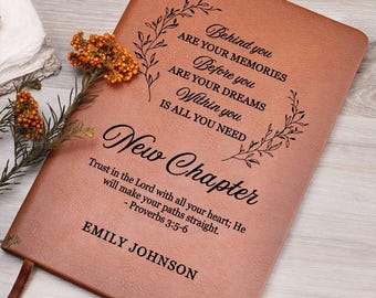 Personalized Next Chapter Journal, Graduation Gift, Retirement Gift, New Beginnings Gift, New Job, Farewell Gift, Bible Verse Christian Gift