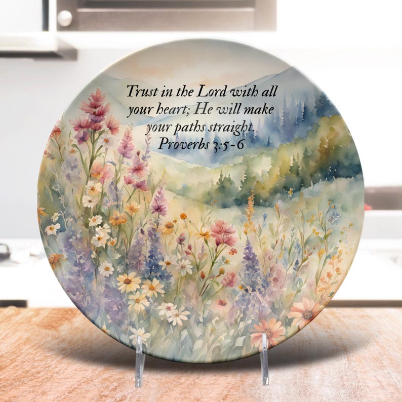 Personalized Platter With Bible Verse Christian Gift Wildflower Art ...