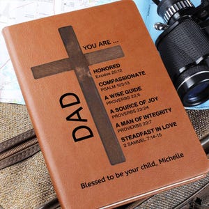 Personalized Prayer Journal For Dad, Custom Bible Verse Leather Journal, Father’s Day Gift, Birthday Christian Gift for Father Papa Grandpa