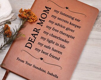 Personalized Leather Journal Gift for Mom, Dear Mom Keepsake, Mother's Day gifts, Memory Journal, Unique Gift for Mom, Mom Birthday Gift
