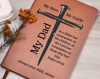 Personalisiertes Gebetstagebuch für Papa, benutzerdefinierte Bibel Vers Leder Journal, Vatertagsgeschenk, Geburtstag christliches Geschenk für Vater Papa Opa