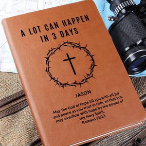 Christian Easter Leather Journal, Personalized Name and Bible Verse Prayer Journal, Custom Gift For Men, Dad Son Grandson Boyfriend Husband