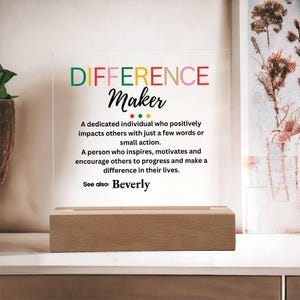 Teacher Appreciation Gift, Thank You Gift, Customized Plaque For Difference Maker, Mentor Gift, Leader Gift, Retirement Gift, Night Light