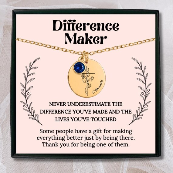 Difference Maker Necklace Gift With Birthstone, Personalized Retirement Gift, Employee Appreciation Gift, Coworker Gift, Thank You Jewelry - Etsy New Zealand