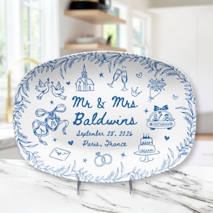 Personalized Wedding Platter, Custom Newlywed Plate with Names & Date, Engagement or Anniversary Gift, Bridal Shower Gift, Wedding Decor