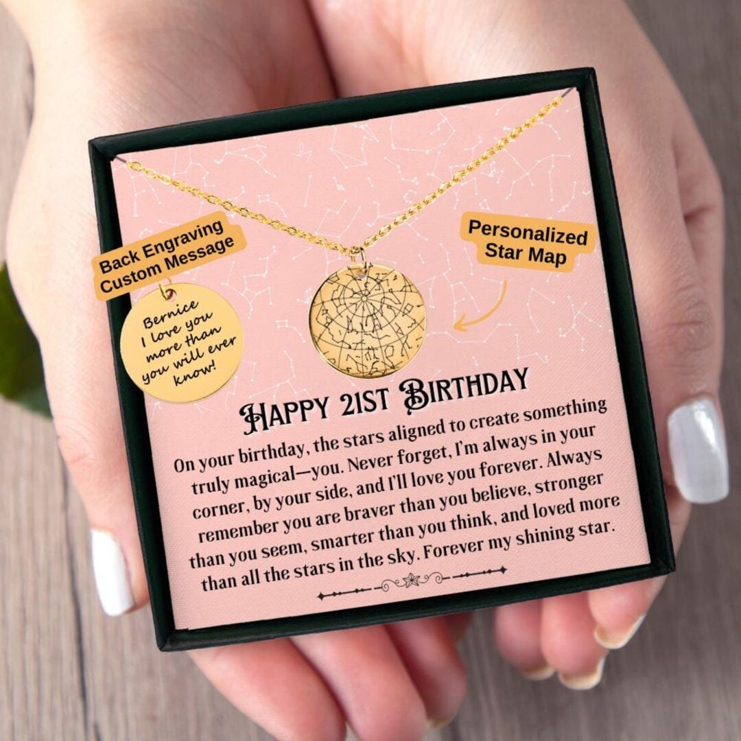 21st Birthday Gift for Her Custom Star Map Necklace, 21 Birthday Gift — free download