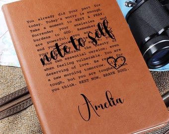 Notiz an Selbst Personalisiertes Leder Journal, Notizbuch für Mentale Gesundheit, Christliches Geschenk, Inspiration Geschenk, Sei Du selbst, Motivations Spruch Geschenk