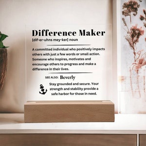 Personalized Plaque For Difference Maker, Difference Maker Gift From Colleague, Leader Gift Plaque, Retirement Gift For Coworker, Coach Gift