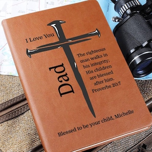 Personalized Dad Prayer Journal, Custom Bible Verse Leather Journal, Father’s Day Gift, Birthday Christian Gift for Father, Papa, Grandpa
